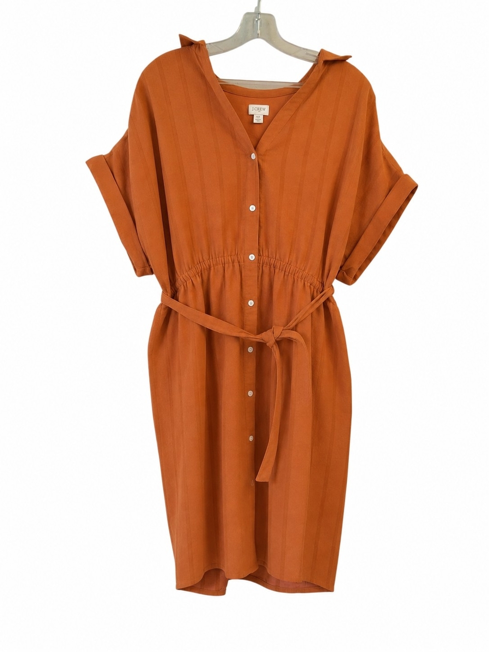 J Crew Rust Button-Front Shirt Dress with Tie Waist - Picture 3 of 7